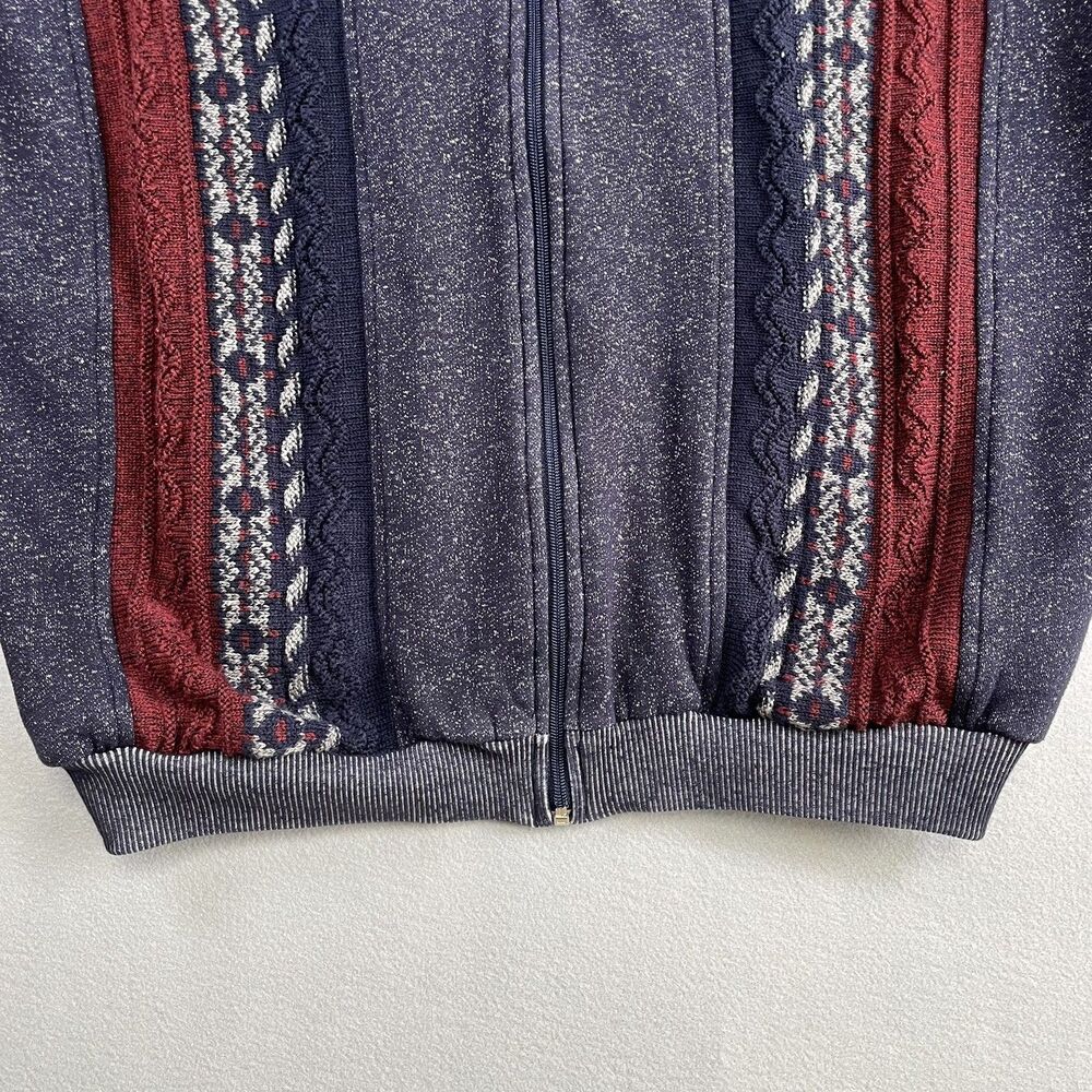 Vintage John Blair Cardigan Sweater L Full Zip Blue Cable Knit Grandpa Core 90s - Picture 5 of 12